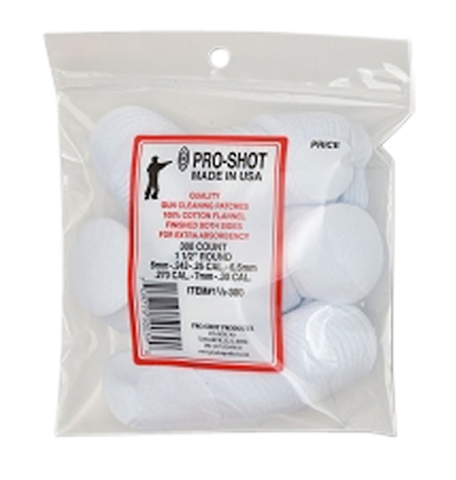 Pro-Shot 112300 Cleaning Patches  6mm - .30 Cal 1.50" Round 100% Cotton Flannel 300 Pack