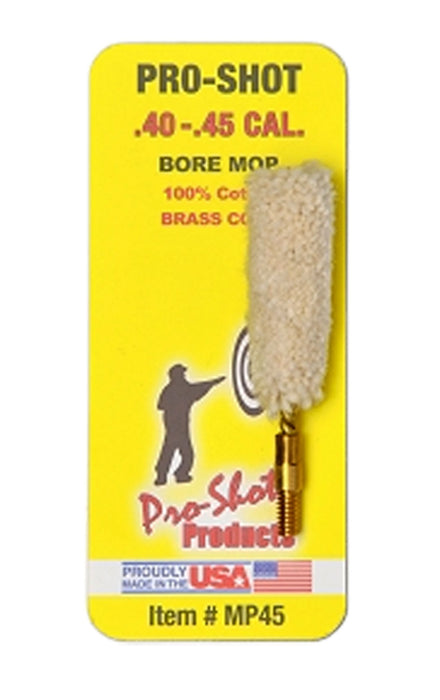 Pro-Shot MP45 Bore Mop  .40 - .45 Cal Pistol #8-32" Thread 100% Cotton