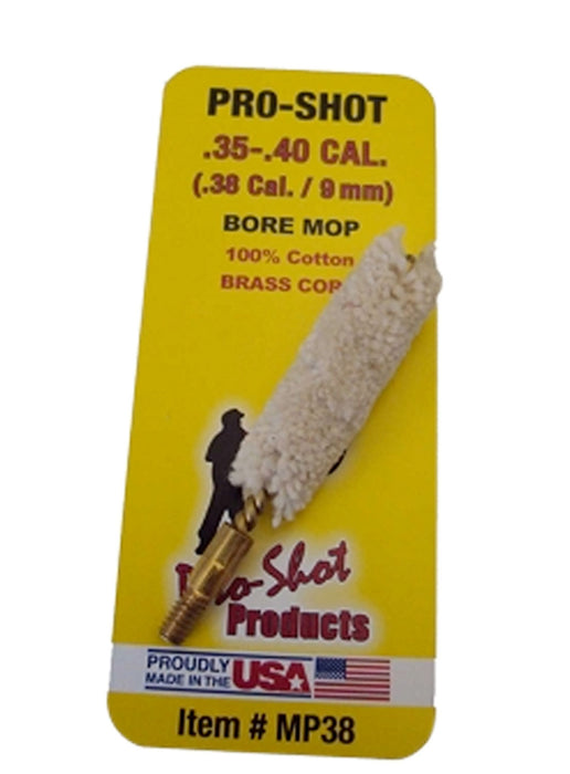 Pro-Shot MP38 Bore Mop  .35 - .40 Cal Pistol #8-32 Thread 100% Cotton Brass Core