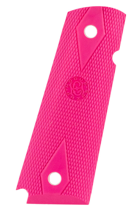 Hogue 45017 OverMolded Grip Panels Checkered Pink Rubber for 1911 Government