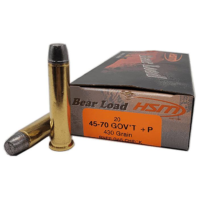 HSM 457012N Bear Load  45-70 Gov 430 gr 1801 fps Round Nose Flat Point (RNFP) 20 Bx/25 Cs