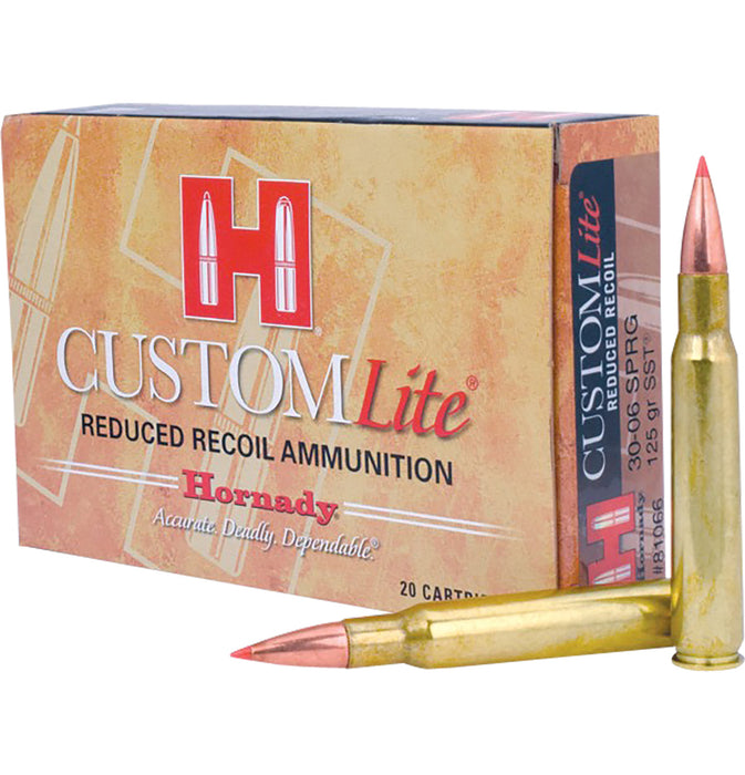 Hornady 81066 Custom Lite  30-06 Springfield 125 gr 2700 fps Super Shock Tip (SST) 20 Bx/10 Cs