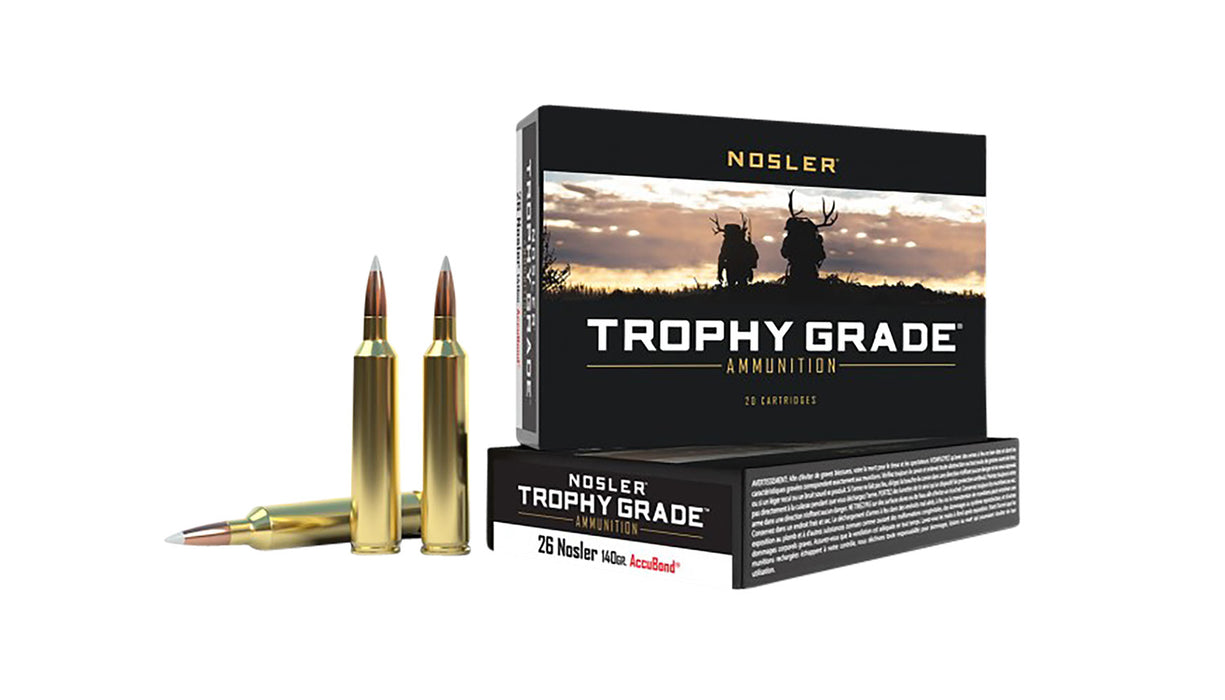 Nosler 60014 Trophy Grade  26 Nosler 140 gr 3300 fps Nosler AccuBond 20 Bx/10 Cs