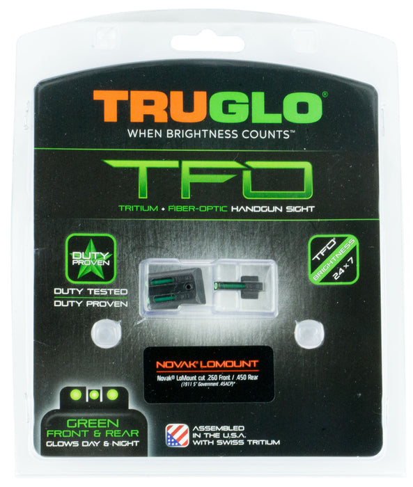 TruGlo TG131NT2 TFO  Black | Green Tritium & Fiber Optic Front Sight Green Tritium & Fiber Optic Rear Sight