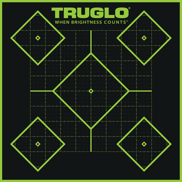 TruGlo TG14A6 Tru-See 5- Diamond Target Black/Green Self-Adhesive Heavy Paper Yes Impact Enhancement Fluorescent Green 6 Pack Includes Pasters