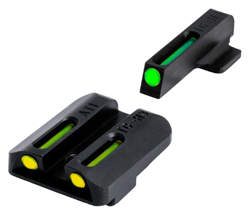 TruGlo TG131GT1B TFO  Green Fiber Optic/Tritium Front/ Yellow Fiber Optic/Tritium Rear/Black Nitride Fortress Frame, Compatible w/ Glock 42/43/43X/48 Except MOS, Front Post/Rear Dovetail Mount