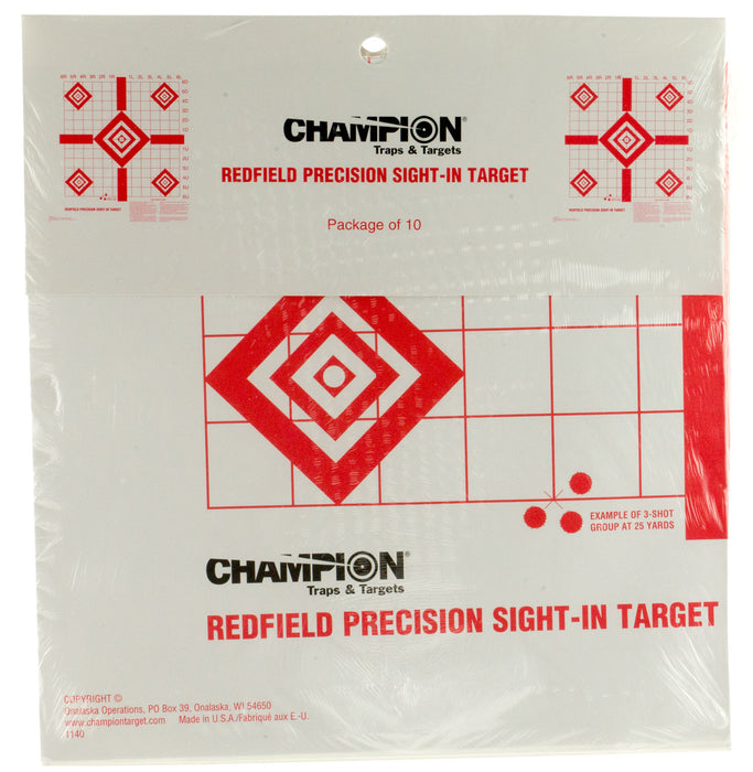 Champion Targets 47388 Redfield Sight-In Diamond Paper Pistol/Rifle 16" x 16" White/Red 10 Pk.