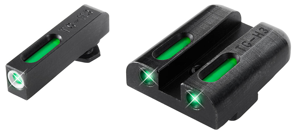 TruGlo TG13GL1A TFX  Low Green/White Outline Fiber Optic/Tritium Front/Green Fiber Optic/Tritium Rear/Black Nitride Fortress Frame, Compatible w/Most Glock Except MOS, Front Post/Rear Dovetail Mount