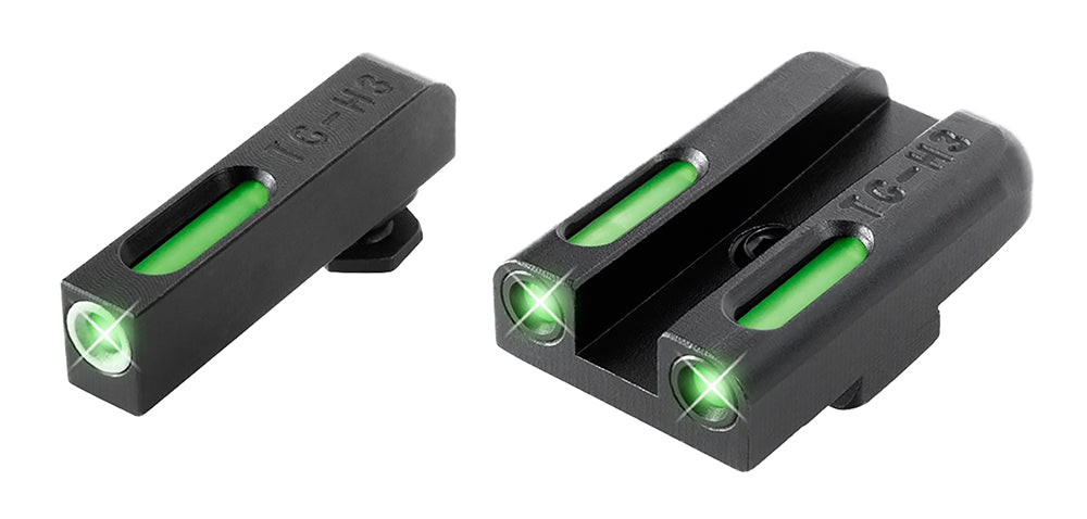 TruGlo TG13GL3A TFX  Green Fiber Optic/Tritium Front/ Green/Tritium/Fiber Optic Rear/ Black Nitride Fortress Frame, Compatible w/Most Glock Except MOS, Post Mount