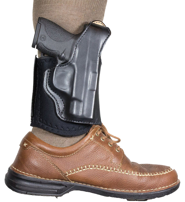 DeSantis Gunhide 014PCX7Z0 Die Hard Rig  Ankle Black Leather/Sheepskin Ankle Fits S&W M&P Shield 9/40 Right Hand