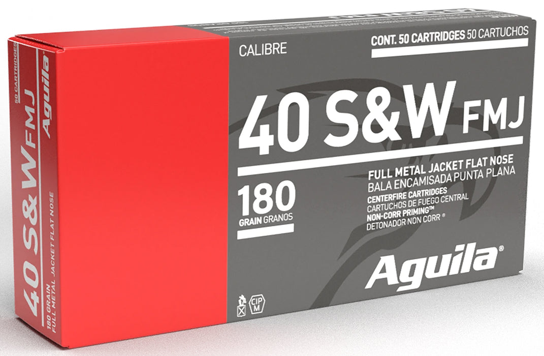 Aguila 1E402110 Target & Range  40 S&W 180 gr Full Metal Jacket (FMJ) 50 Per Box/20 Cs