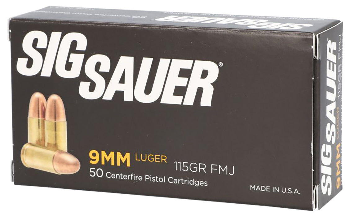 Sig Sauer E9MMB150 Elite Ball  9mm Luger 115 gr 1185 fps Full Metal Jacket (FMJ) 50 Bx/20 Cs