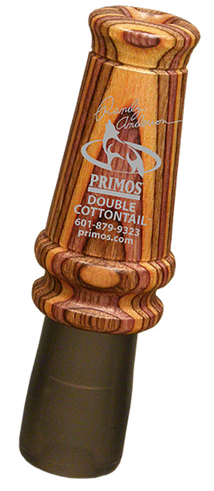 Primos PS365 Randy Anderson Double Cottontail Open Call Double Reed Attracts Predators Brown Laminated Wood