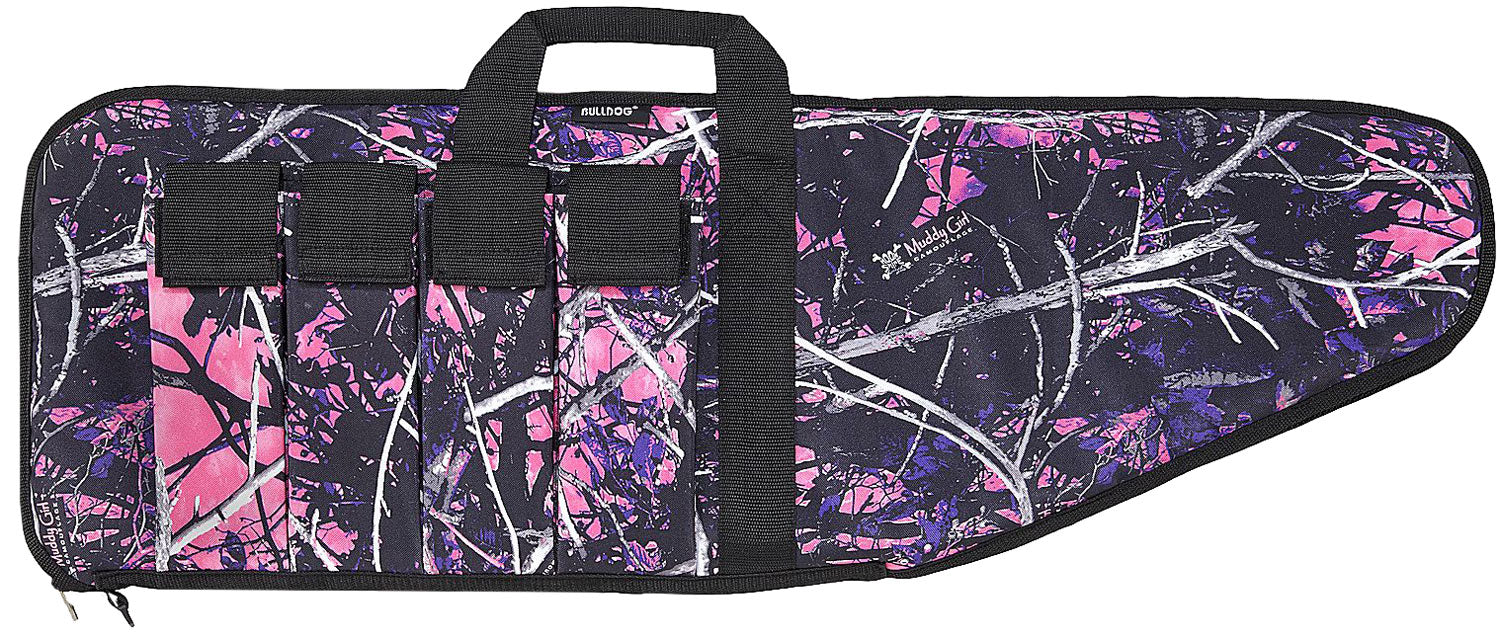 Bulldog MDG1043 Extreme Tactical  43" Muddy Girl Camo Water-Resistant Nylon Camo, Black Trim, Tricot Lining, 4 External Velcro Magazine Pouches