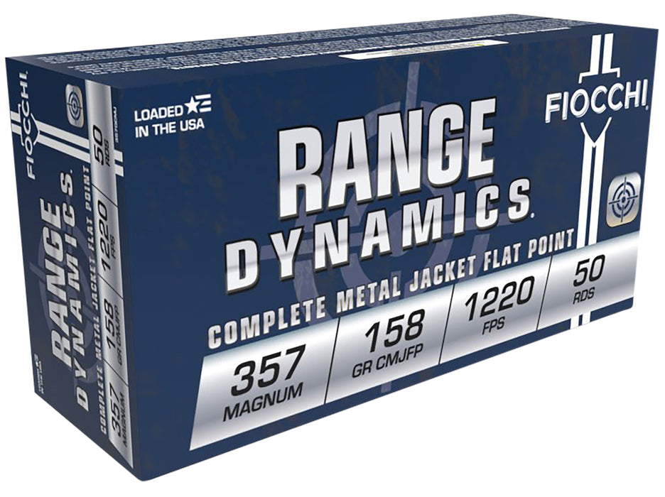 Fiocchi 357GCMJ Range Dynamics  357 Mag 158 gr 1250 fps Copper Metal Jacket Flat Point 50 Bx 20 Cs