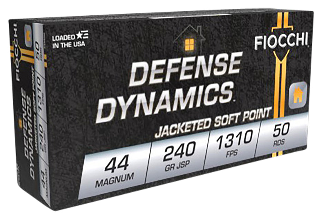 Fiocchi 44A500 Defense Dynamics  44 Rem Mag 240 gr 1310 fps Jacketed Soft Point (JSP) 50 Bx/10 Cs