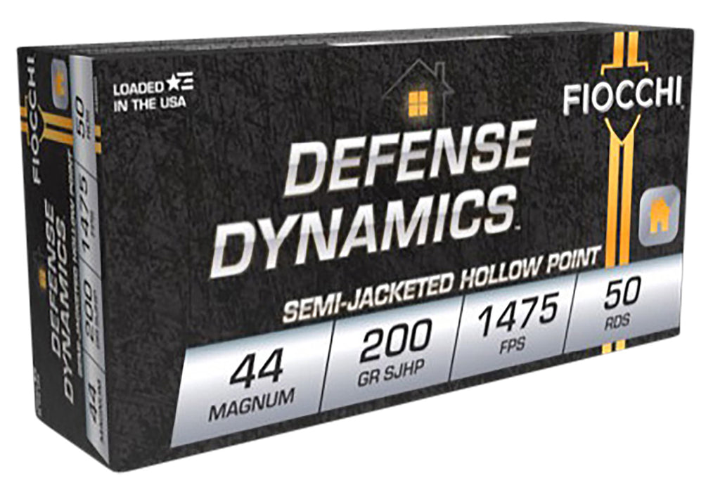 Fiocchi 44B500 Defense Dynamics  44 Rem Mag 200 gr 1475 fps Semi-Jacketed Hollow Point (SJHP) 50 Bx/10 Cs