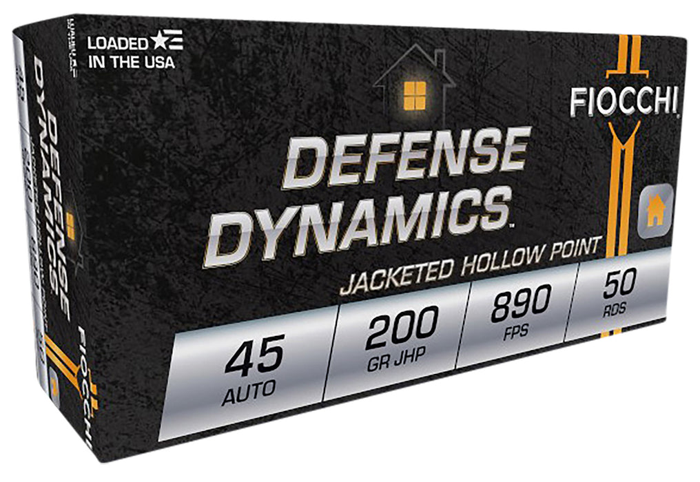 Fiocchi 45B500 Defense Dynamics  45 ACP 200 gr 890 fps Jacketed Hollow Point (JHP) 50 Bx/10 Cs