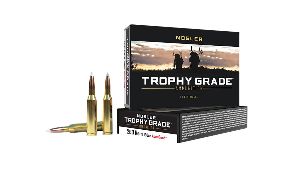 Nosler 60024 Trophy Grade  260 Rem 130 gr 2700 fps Nosler AccuBond 20 Bx/10 Cs