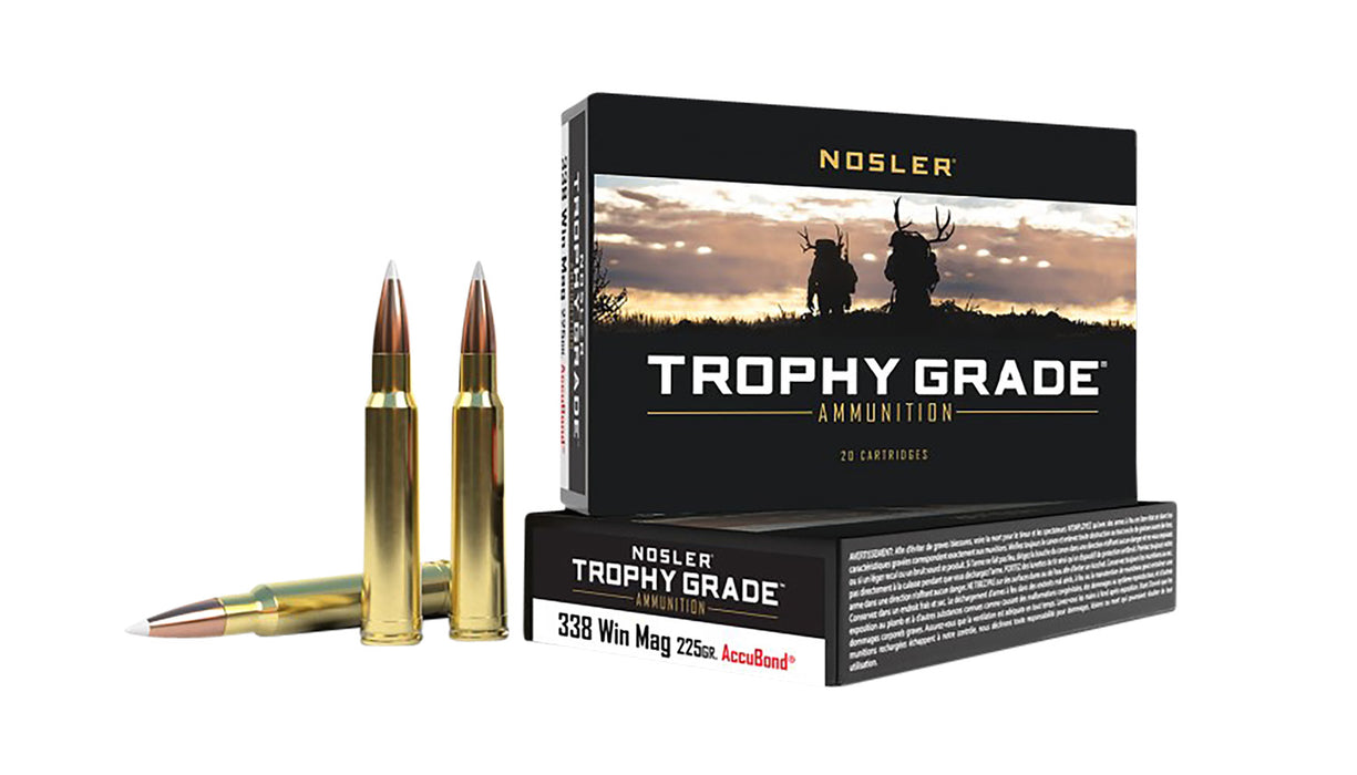 Nosler 60074 Trophy Grade  338 Win Mag 225 gr 2750 fps Nosler AccuBond 20 Bx/10 Cs