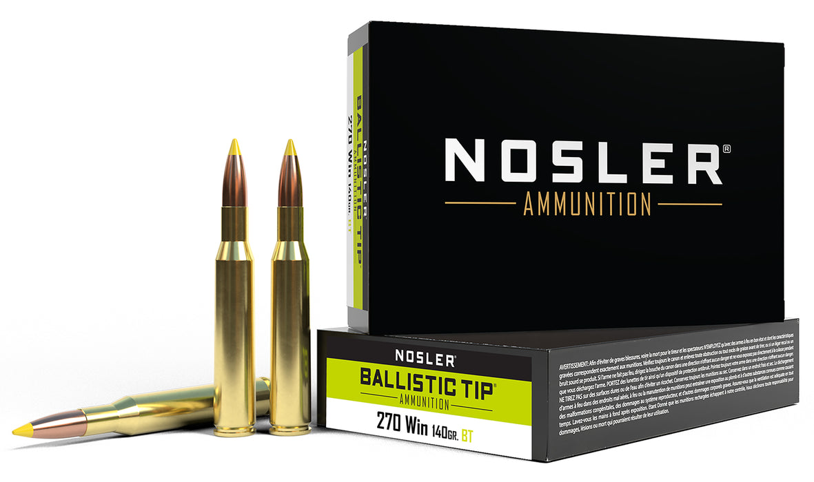 Nosler 40055 Ballistic Tip  270Win 140gr Spitzer Ballistic Tip 20 Per Box/10 Case
