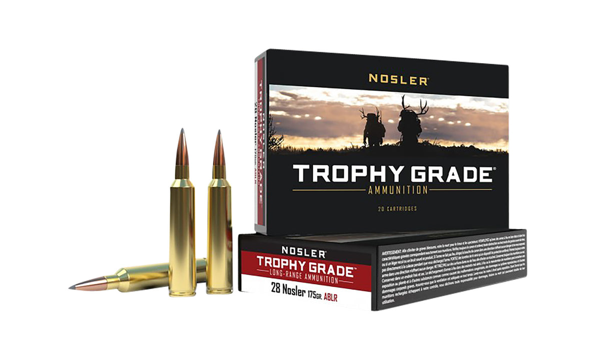 Nosler 60155 Trophy Grade Long-Range  28 Nosler 175 gr 3125 fps Nosler Spitzer AccuBond-Long Range (SABLR) 20 Bx/10 Cs