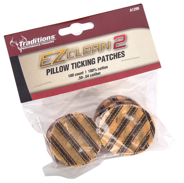 Traditions A1286 EZ Clean 2 Pillow Ticking Patches .50 .54 Cal Cotton 100 Per Pack