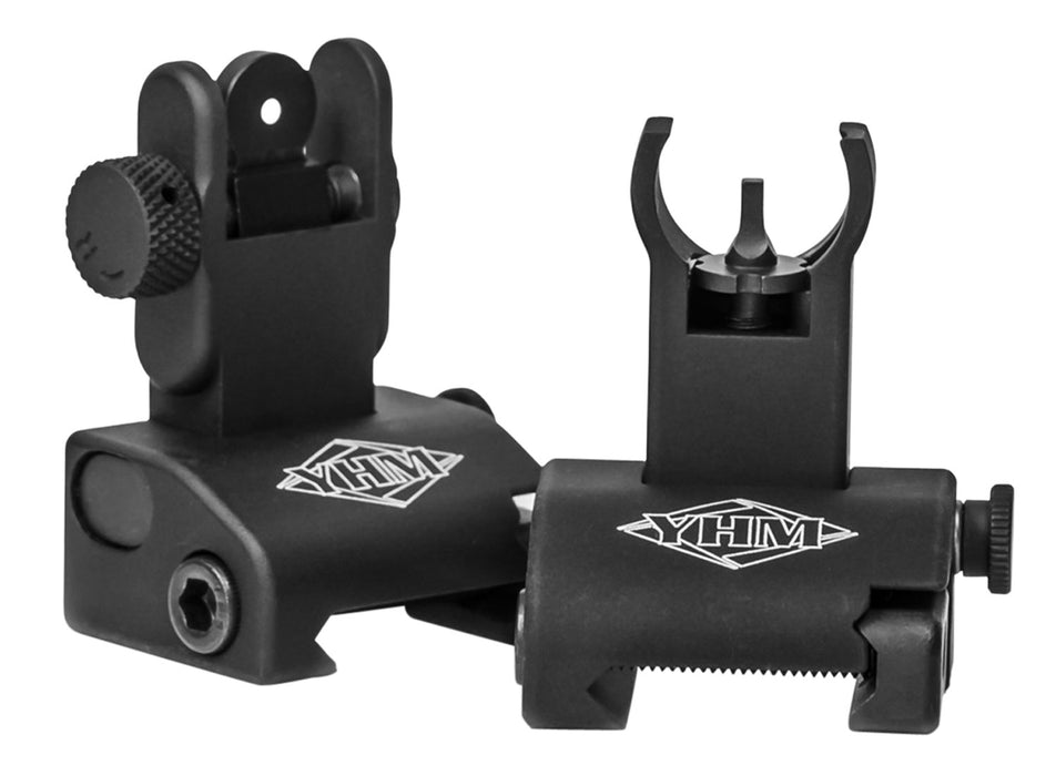 Yankee Hill 5040H Q.D.S. Sight Set  Black Hardcoat Anodized Folding  with Hooded Stem for AR-Platform