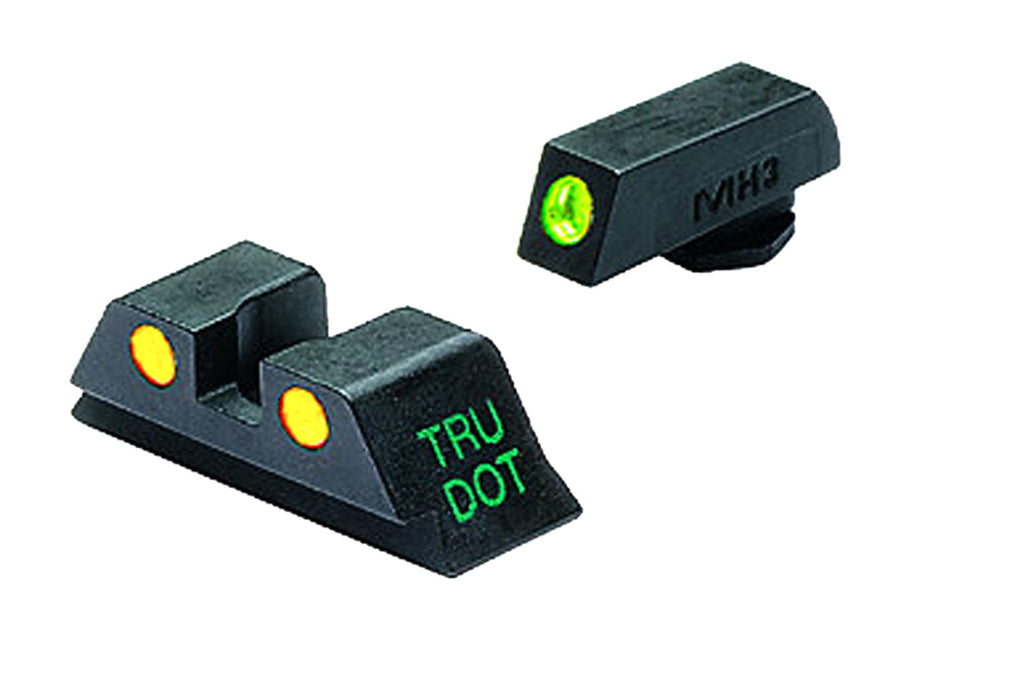 Meprolight USA 102243201 Tru-Dot Green Fixed Green Tritium Front/ Yellow Tritium Rear/Black Frame Compatible w/Glock 9mm Luger/40 S&W/357 Sig/.45 GAP Front Post/Rear Dovetail Mount