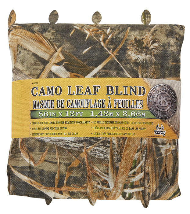 Hunters Specialties 07592 Camo Leaf Blind  Realtree Max-5 Spun-Bonded Polyester 56"H x 12'L