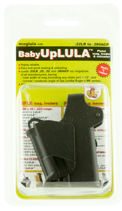 Maglula UP64B BabyUpLULA Loader & Unloader Single Stack 22 LR/380 ACP Pistols, Black Polymer