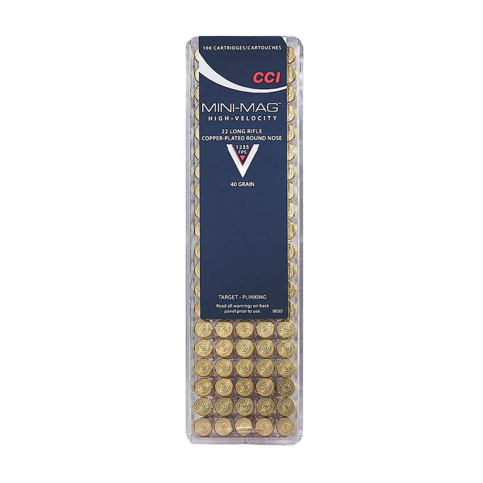 CCI 0030 Mini-Mag  22 LR 40 gr 1235 fps Copper-Plated Round Nose 100 Bx/50 Cs