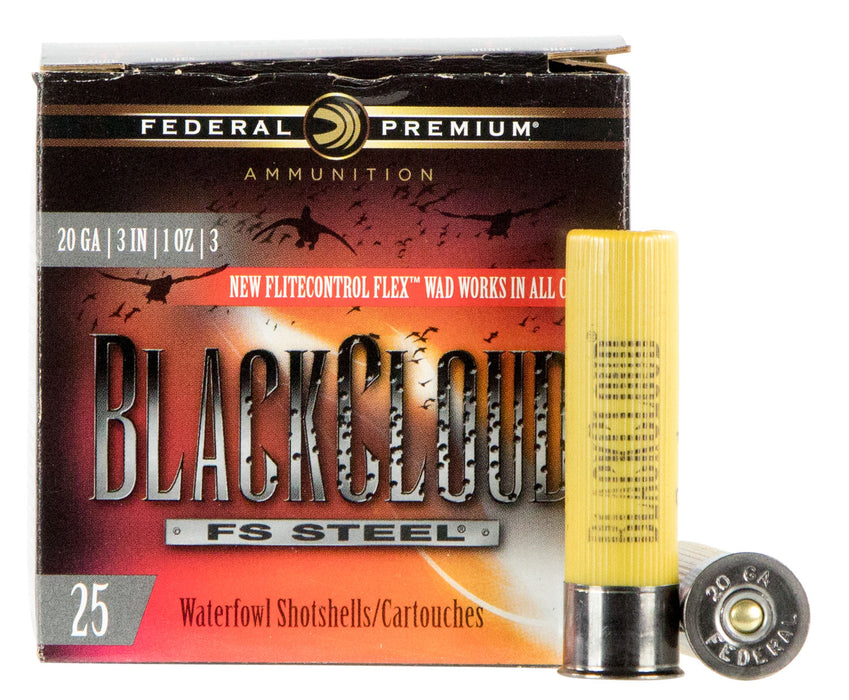 Federal PWBX2093 Premium Black Cloud FS 20 Gauge 3" 1 oz 1350 fps 3 Shot 25 Bx/10 Cs