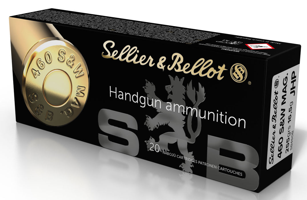 Sellier & Bellot SB460B Handgun  460 S&W Mag 255 gr 536 fps Jacketed Hollow Point (JHP) 20 Bx/12 Cs