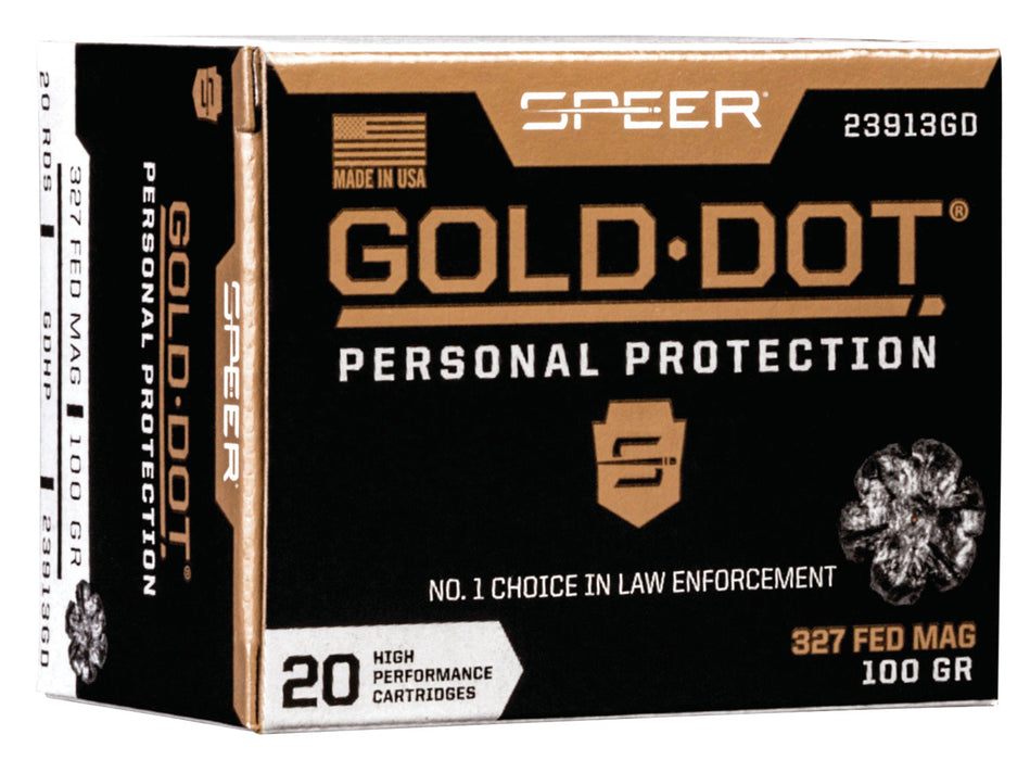 Speer 23913GD Gold Dot Personal Protection 327 Federal Mag 100 gr 1500 fps Hollow Point (HP) 20 Bx/10 Cs