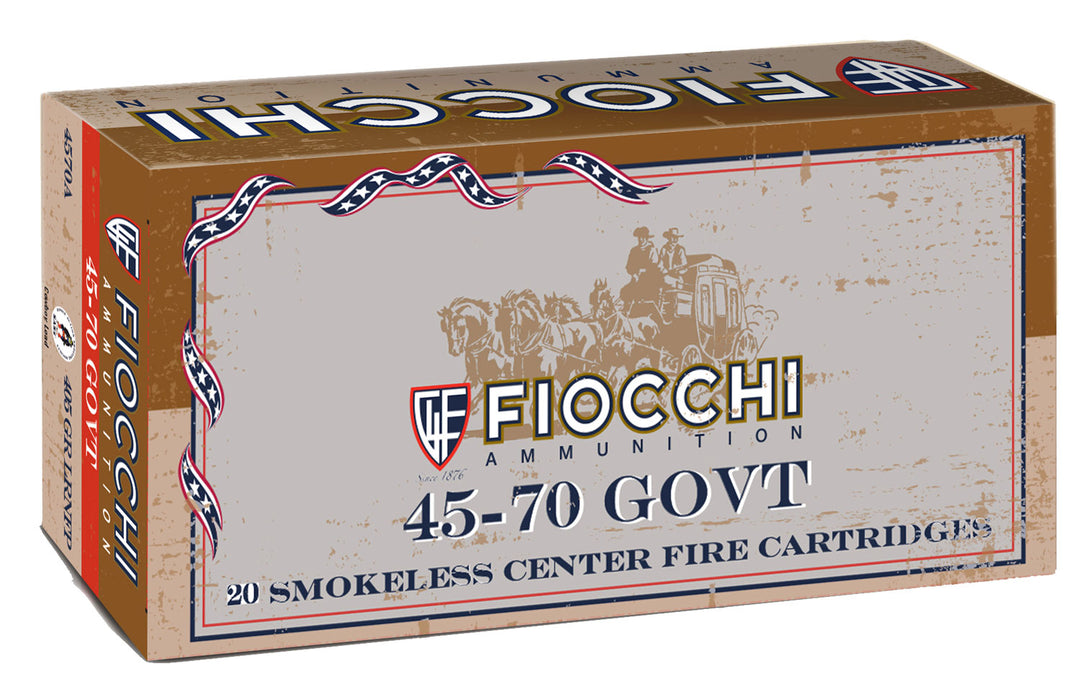 Fiocchi 4570A Cowboy Action  45-70 Gov 405 gr 1185 fps Lead Round Nose Flat Point (LRNFP) 20 Bx/10 Cs