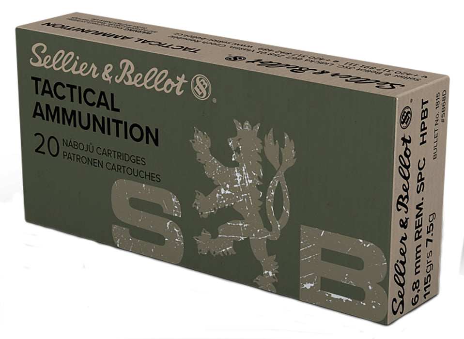 Sellier & Bellot SB68D Rifle  6.8mm Rem SPC 115 gr 2477 fps Hollow Point Boat-Tail (HPBT) 20 Bx/30 Cs