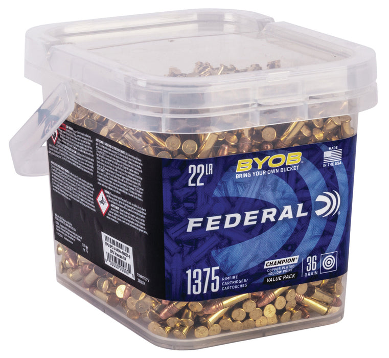 Federal 750BKT1375 Champion Training BYOB 22 LR 36 gr Copper Plated Hollow Point (CPHP) 1375 Bx/12 Cs