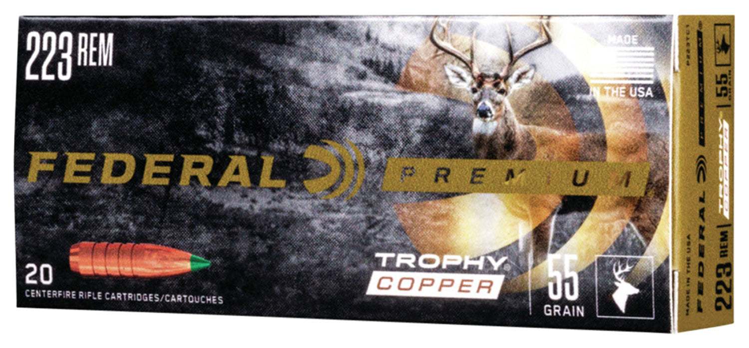 Federal P223TC1 Premium  223 Rem 55 gr Trophy Copper (TC) 20 Per Box/10 Cs