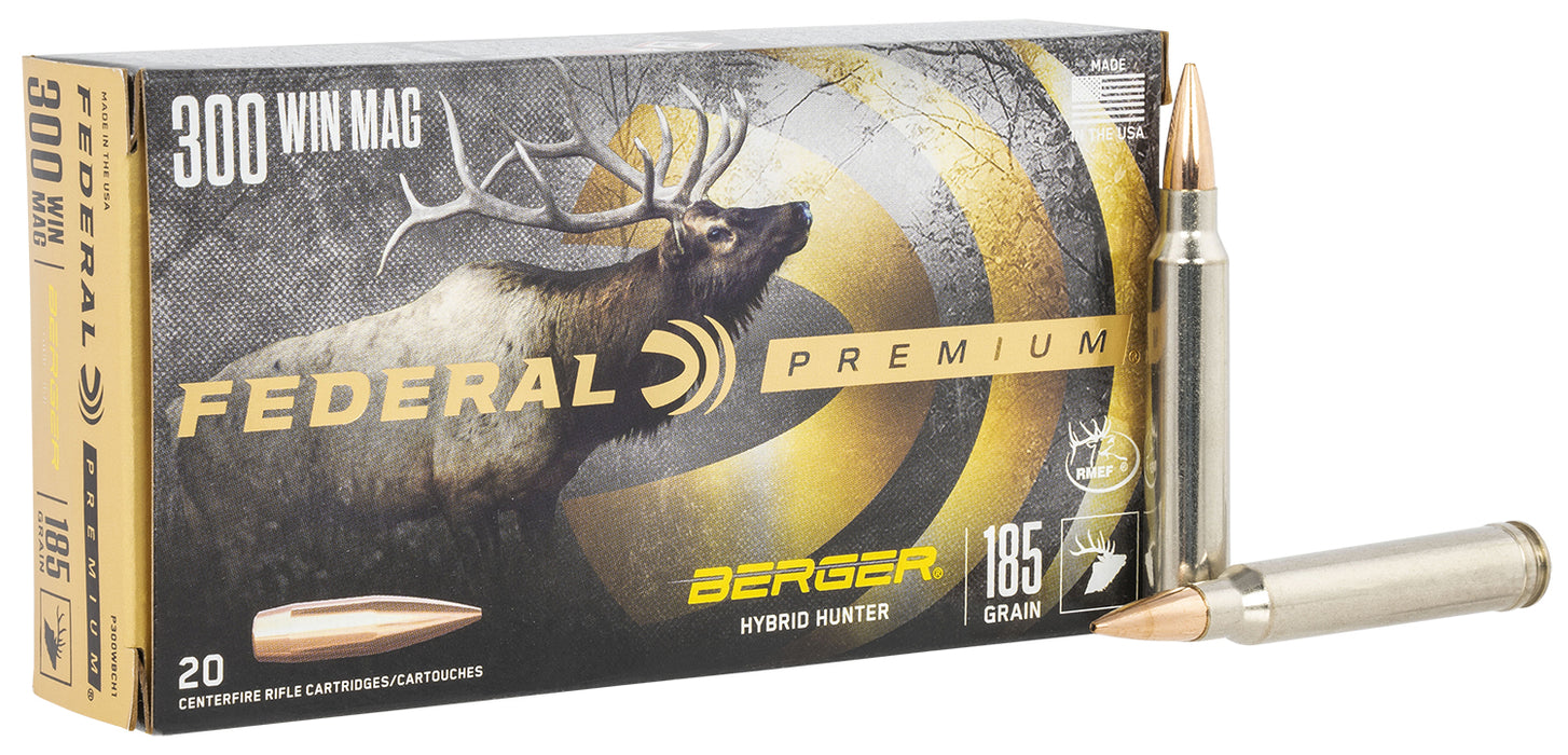 Federal P300WBCH1 Premium  300 Win Mag 185 gr 2950 fps Berger Hybrid Hunter 20 Bx/10 Cs