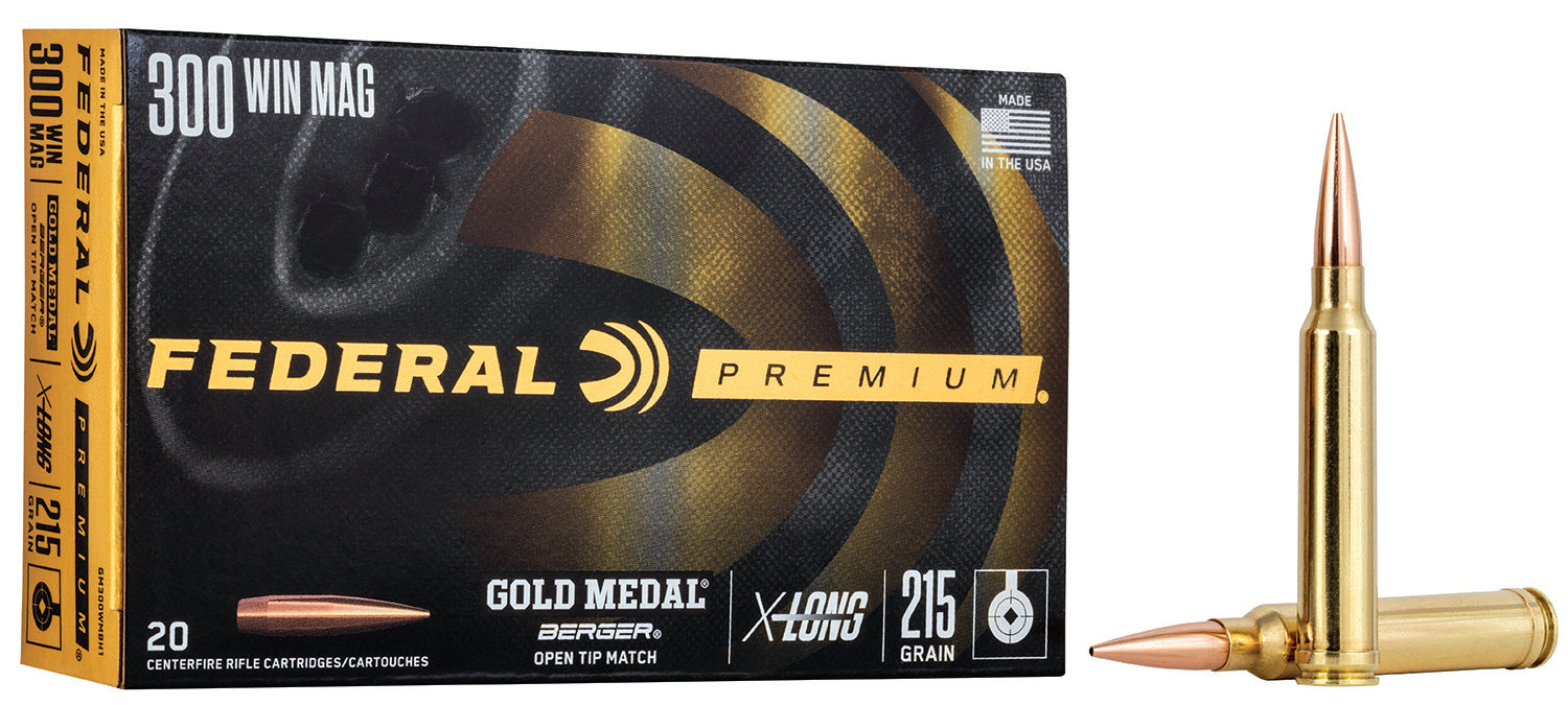 Federal GM300WMBH1 Premium Gold Medal 300 Win Mag 215 gr 2850 fps Berger Hybrid Open Tip Match 20 Bx/10 Cs