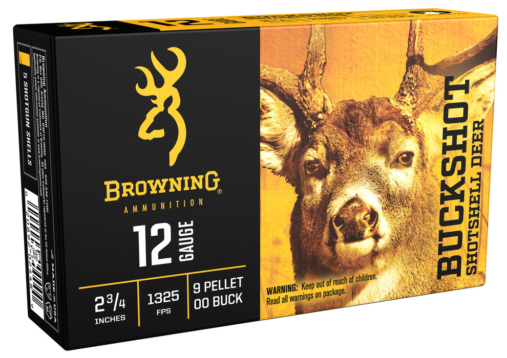 Browning Ammo B193111220 Buckshot  12 Gauge 2.75" 9 Pellets 1325 fps 00 Buck Shot 5 Bx/50 Cs