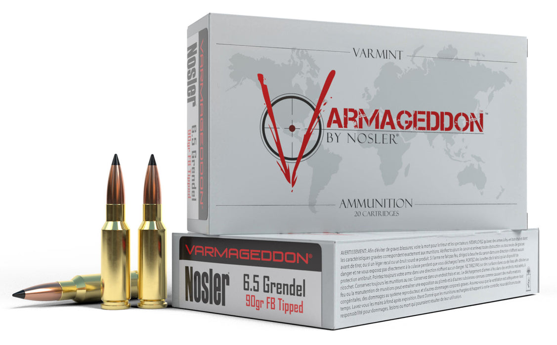 Nosler 65182 Varmageddon  6.5 Grendel 90 gr 2800 fps Flat Base Tipped (FBT) 20 Bx/10 Cs