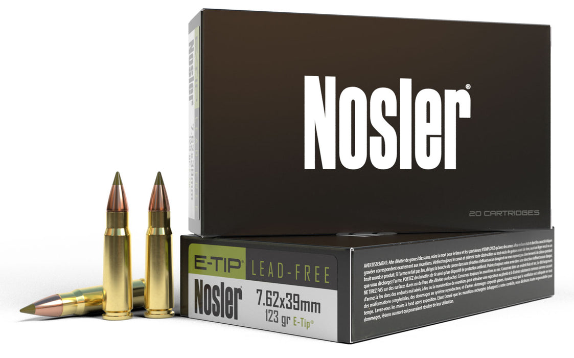 Nosler 40040 E-Tip  7.62x39mm 123 gr 2350 fps E-Tip Boat-Tail 20 Bx/10 Cs