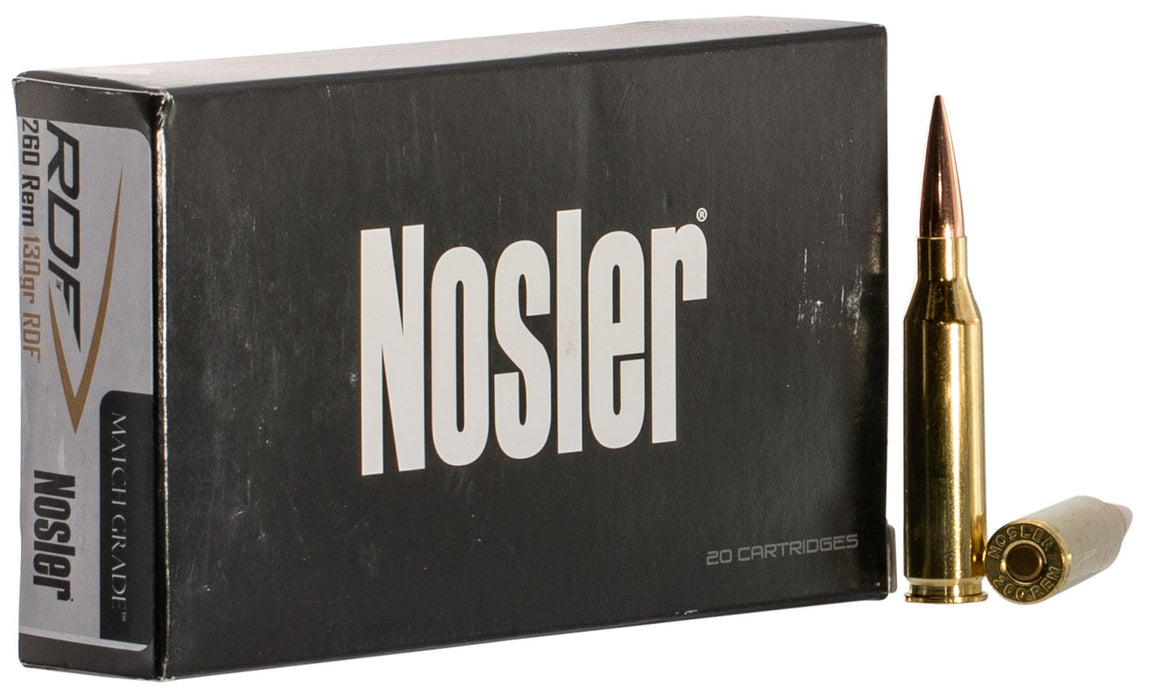 Nosler 60138 Match  Grade RDF  260 Rem 130 gr 2900 fps RDF Hollow Point Boat-Tail (RDFHPBT) 20 Bx/10 Cs