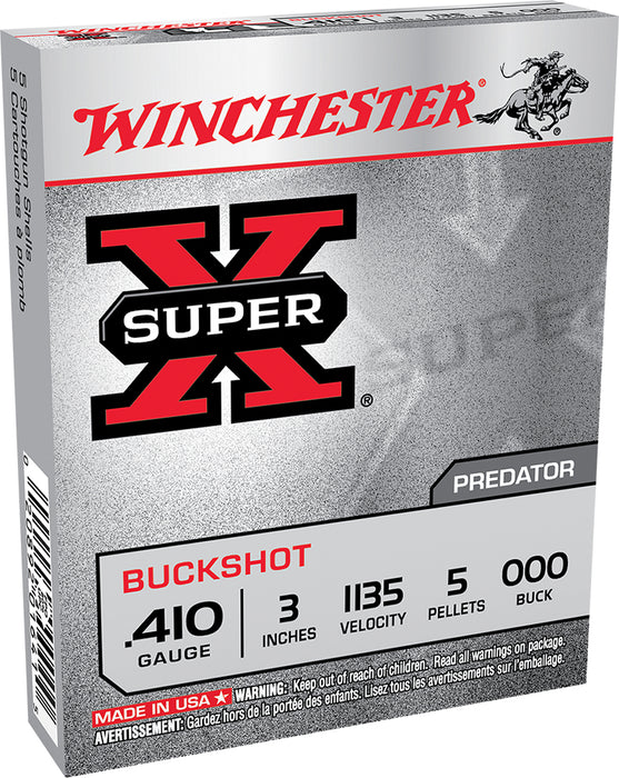 Winchester Ammo XB413 Super X  410 Gauge 3" 5 Pellets 000 Buck Shot 5 Per Box/50 Cs