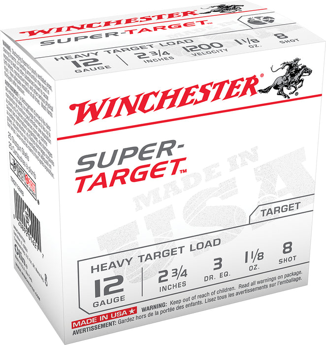 Winchester Ammo TRGT12M8 Super-Target Heavy Target 12 Gauge 2.75" 1 1/8 oz 1200 fps 8 Shot 25 Bx/10 Cs