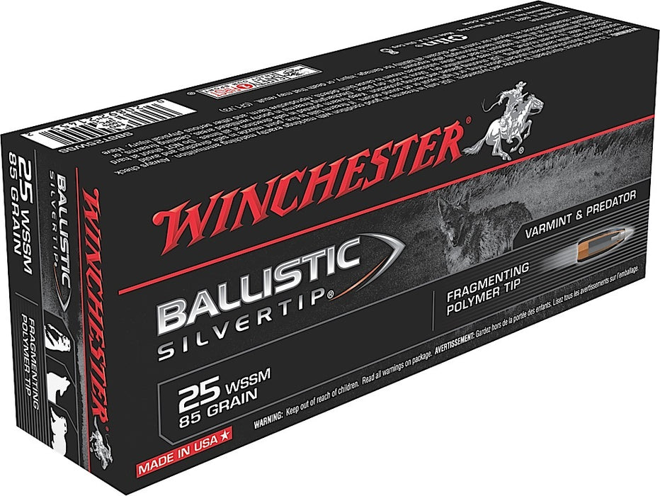 Winchester Ammo SBST25WSS Ballistic Silvertip  25 WSSM 85 gr Fragmenting Polymer Tip 20 Bx/10 Cs