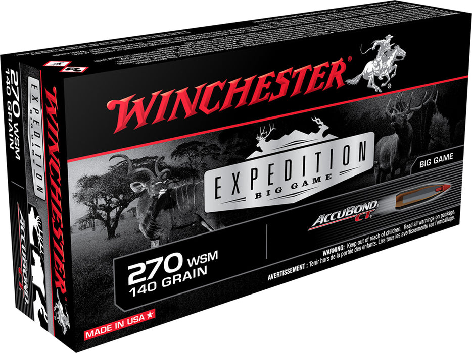 Winchester Ammo S270WSMCT Expedition Big Game  270 WSM 140 gr Winchester AccuBond CT 20 Per Box/10 Cs