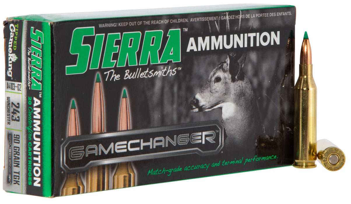 Sierra A410302 GameChanger  243 Win 90 gr 3200 fps Sierra Tipped GameKing (TGK) 20 Bx/10 Cs